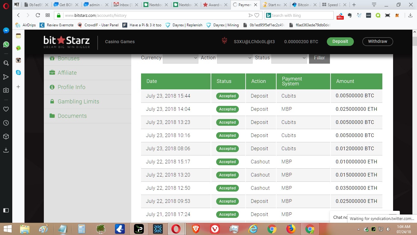 Bitstarz Deposits - Missing 5 mbtc