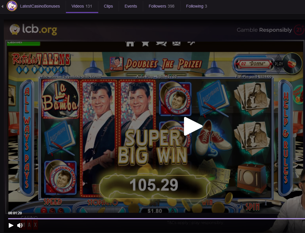 huge win on La Bamba (RTG) at Casino MAX