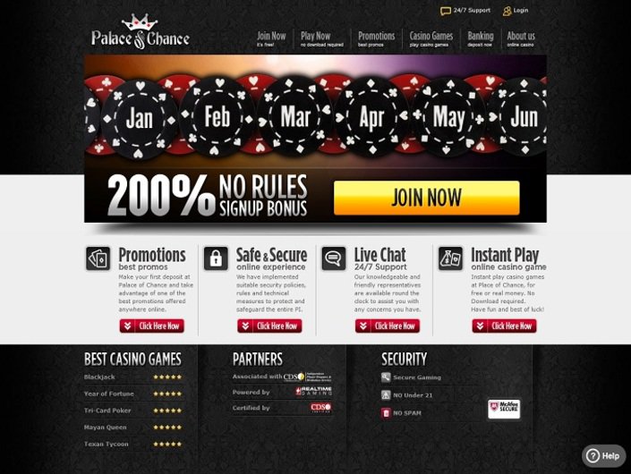 100 free spins palace of chance