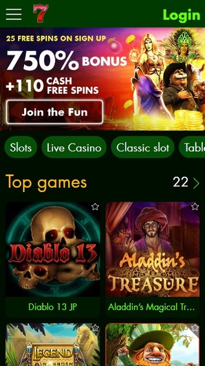 7 spins casino login mobile