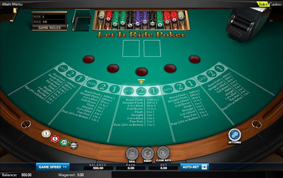 Table Games Online Let It Ride : Table Games Roulette Cards Dice The ...