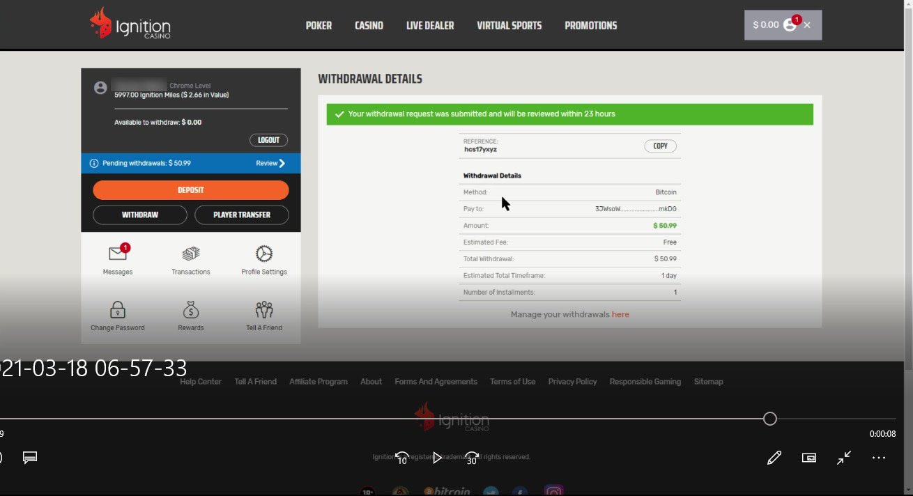 reddit ignition casino withdrawal
