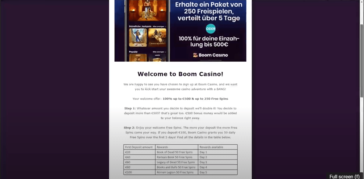 Boom casino welcome offer copy