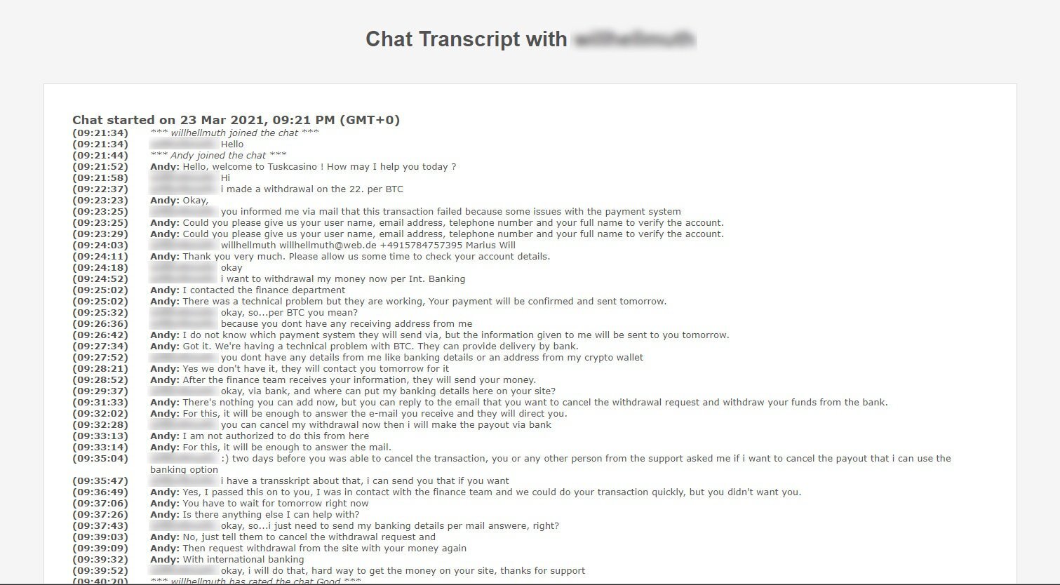 Transcript van chat_Tusk Casino