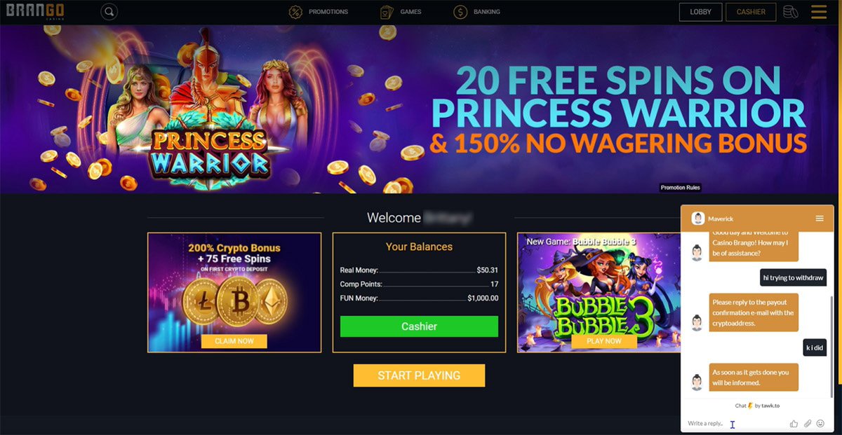 casino brango free chip existing player